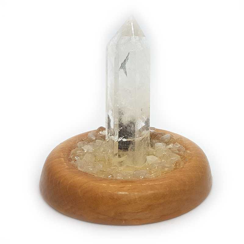 Ganesha mit Bergkristall in Holzgefäß